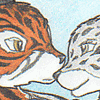 A skater tiger and a cute snow leopard share an embrace.